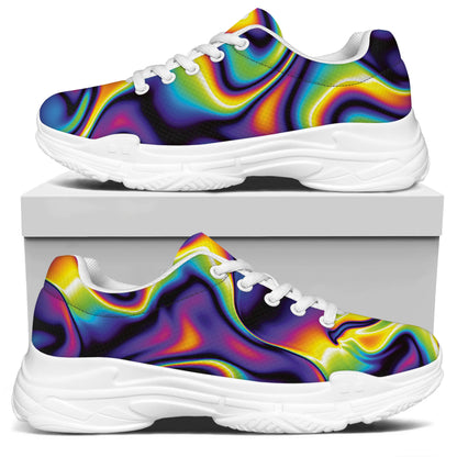 Psychedelic Wavy Print White Chunky Shoes