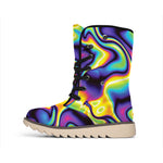 Psychedelic Wavy Print Winter Boots