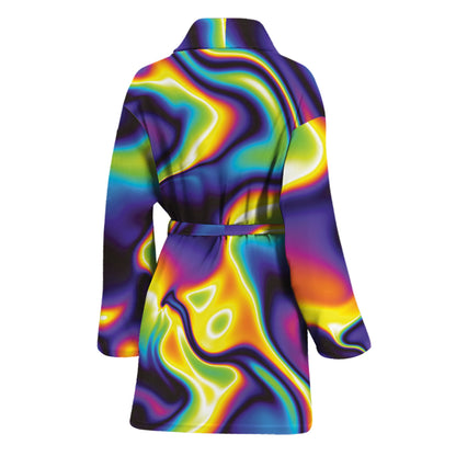 Psychedelic Wavy Print Women's Bathrobe