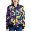 Psychedelic Wavy Print Women's Bomber Jacket