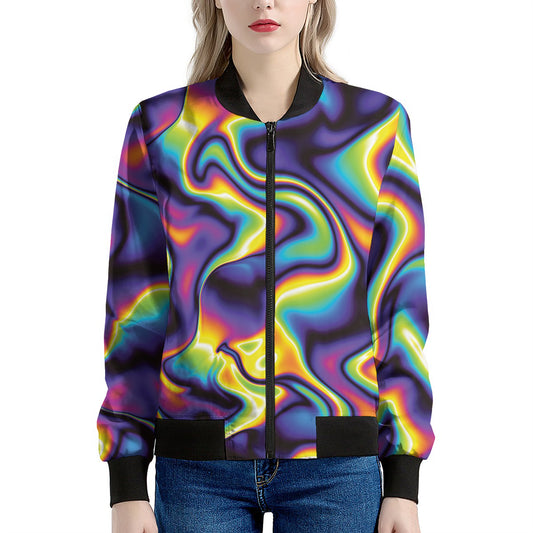 Psychedelic Wavy Print Women's Bomber Jacket