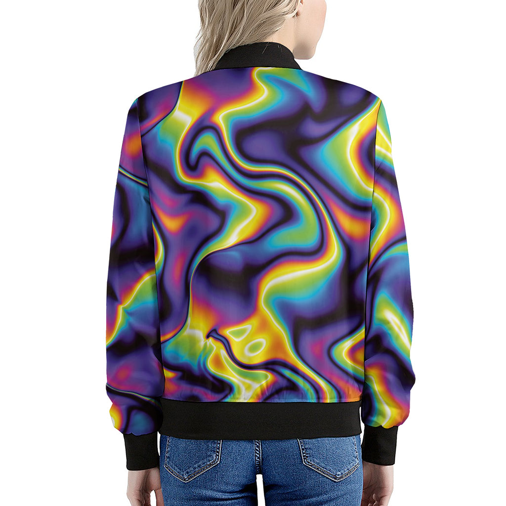 Psychedelic Wavy Print Women's Bomber Jacket