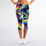 Psychedelic Wavy Print Women's Capri Leggings