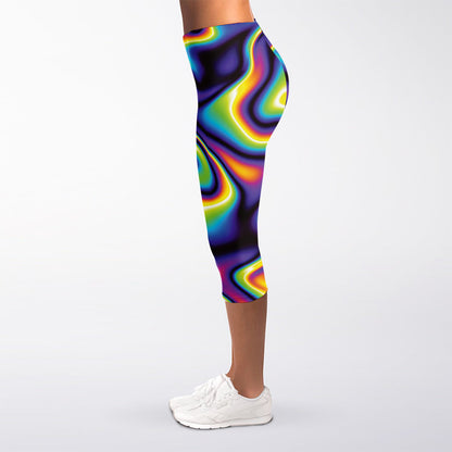 Psychedelic Wavy Print Women's Capri Leggings