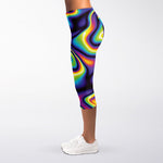 Psychedelic Wavy Print Women's Capri Leggings