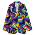 Psychedelic Wavy Print Women's Cotton Blazer