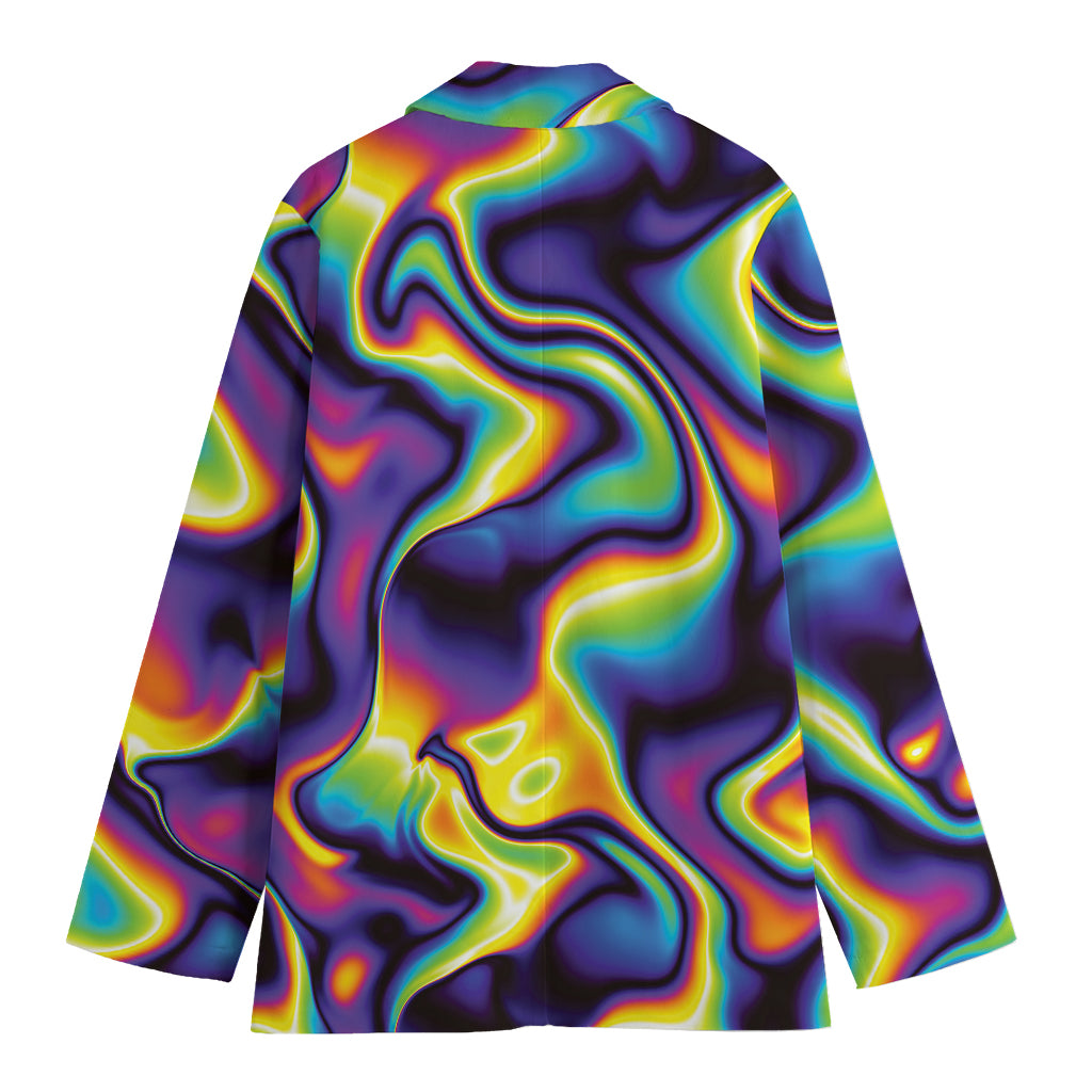 Psychedelic Wavy Print Women's Cotton Blazer