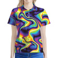Psychedelic Wavy Print Women's Polo Shirt