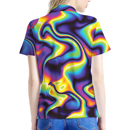Psychedelic Wavy Print Women's Polo Shirt