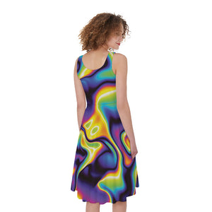 Psychedelic Wavy Print Women's Sleeveless Dress