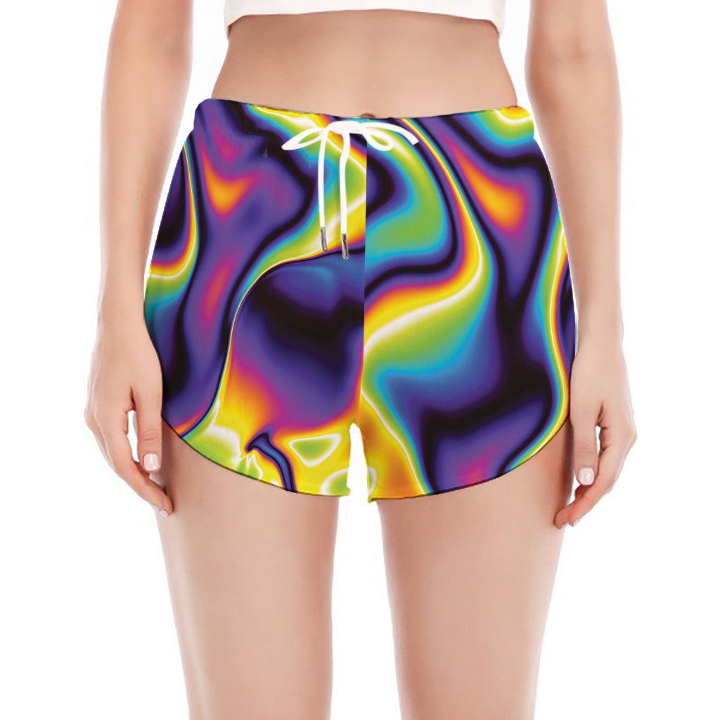 Psychedelic Wavy Print Women's Split Running Shorts