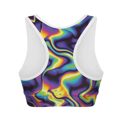 Psychedelic Wavy Print Women's Sports Bra