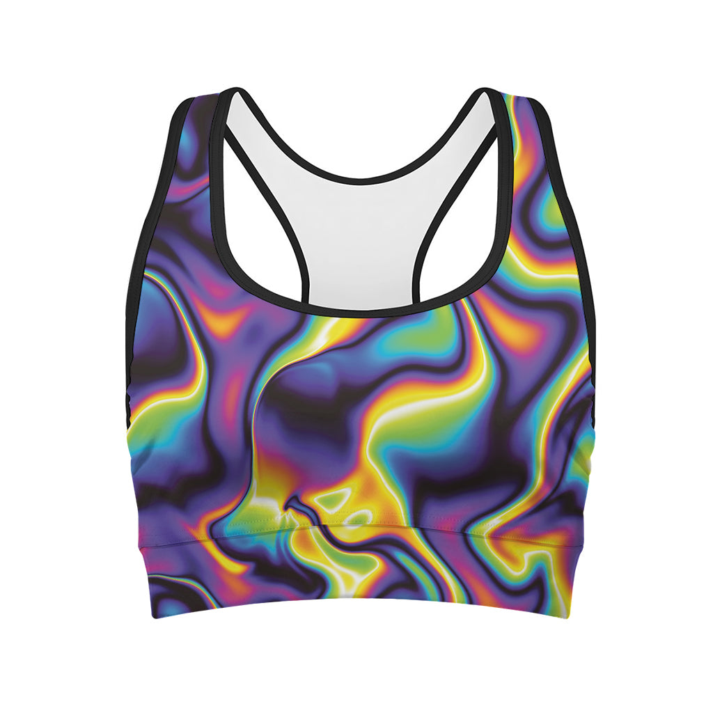 Psychedelic Wavy Print Women's Sports Bra