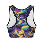 Psychedelic Wavy Print Women's Sports Bra