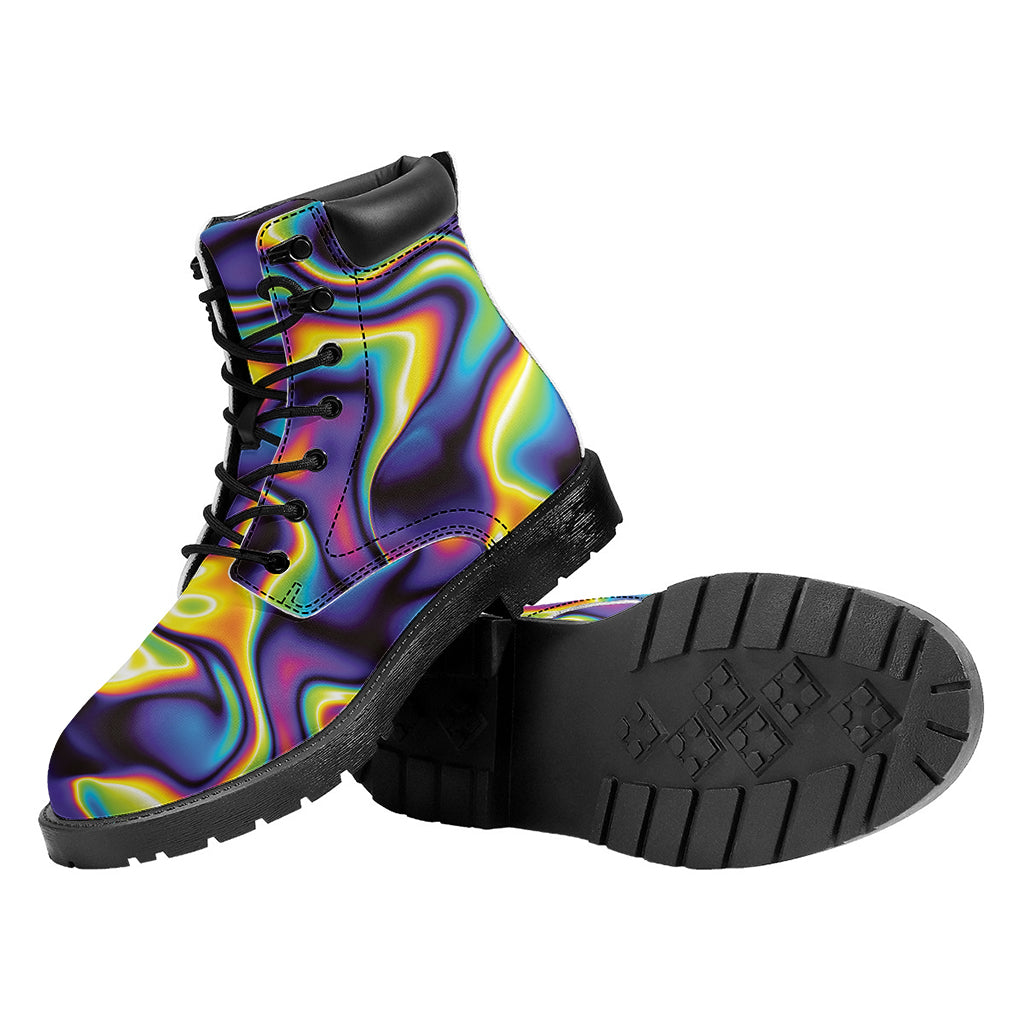 Psychedelic Wavy Print Work Boots