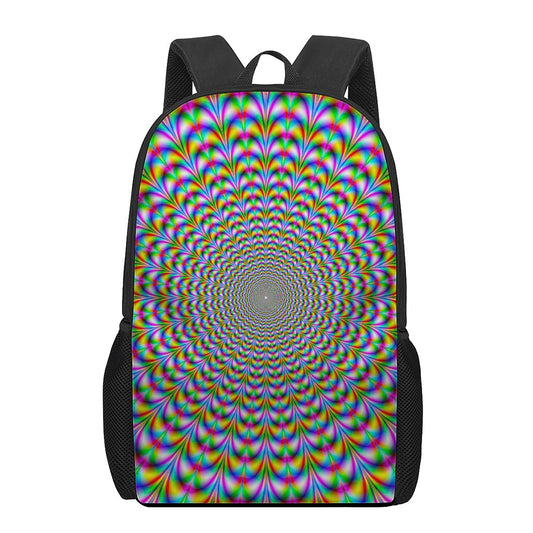 Psychedelic Web Optical Illusion 17 Inch Backpack