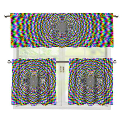 Psychedelic Web Optical Illusion 3 Piece Kitchen Curtains
