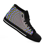 Psychedelic Web Optical Illusion Black High Top Sneakers