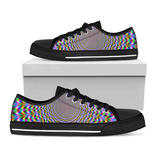 Psychedelic Web Optical Illusion Black Low Top Sneakers