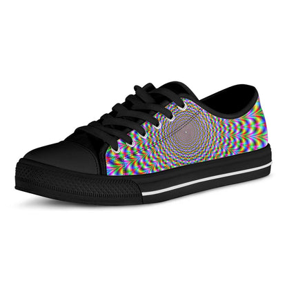 Psychedelic Web Optical Illusion Black Low Top Sneakers
