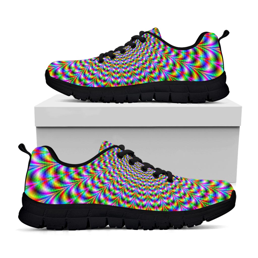 Psychedelic Web Optical Illusion Black Running Shoes