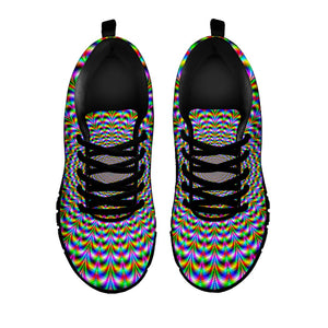 Psychedelic Web Optical Illusion Black Running Shoes