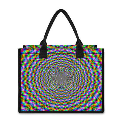 Psychedelic Web Optical Illusion Canvas Tote Bag