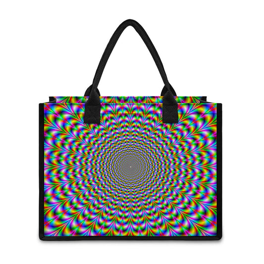 Psychedelic Web Optical Illusion Canvas Tote Bag