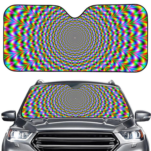 Psychedelic Web Optical Illusion Car Windshield Sun Shade