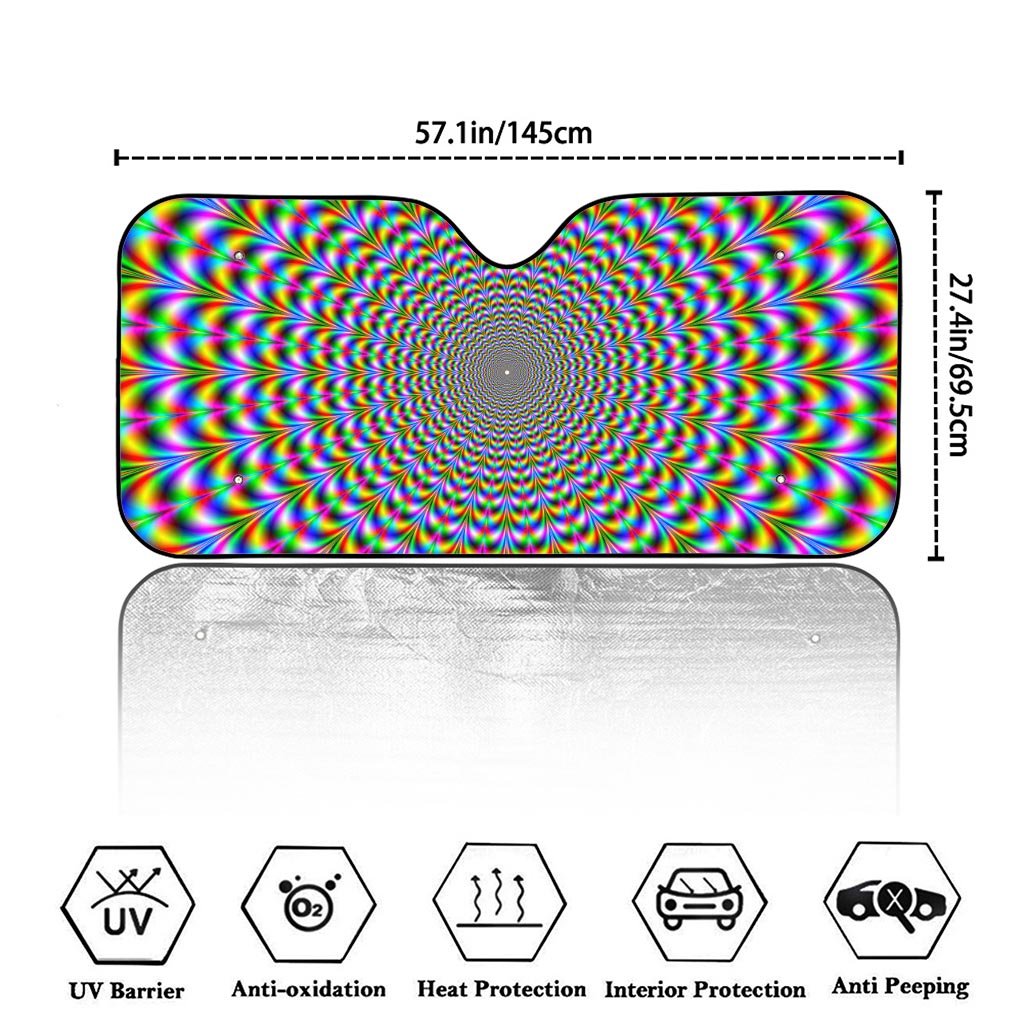 Psychedelic Web Optical Illusion Car Windshield Sun Shade