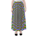 Psychedelic Web Optical Illusion Chiffon Maxi Skirt
