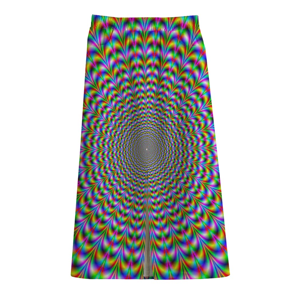 Psychedelic Web Optical Illusion Cotton Front Slit Maxi Skirt