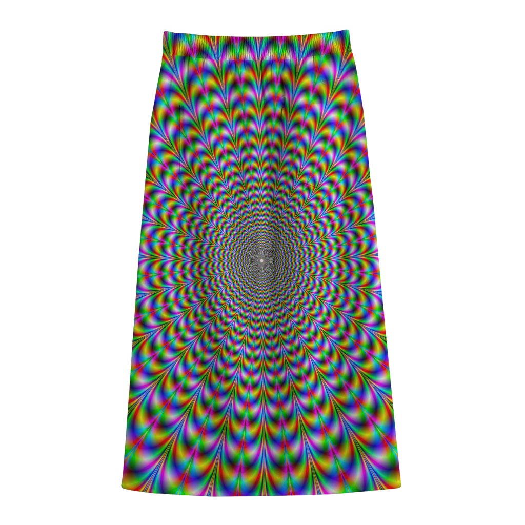 Psychedelic Web Optical Illusion Cotton Front Slit Maxi Skirt
