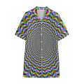 Psychedelic Web Optical Illusion Cotton Hawaiian Shirt