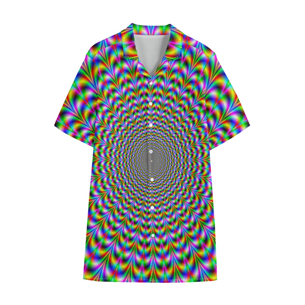 Psychedelic Web Optical Illusion Cotton Hawaiian Shirt