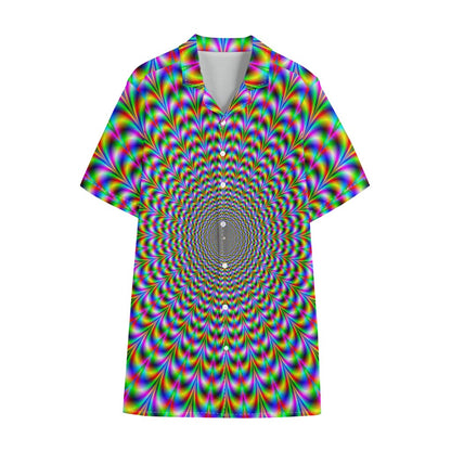 Psychedelic Web Optical Illusion Cotton Hawaiian Shirt