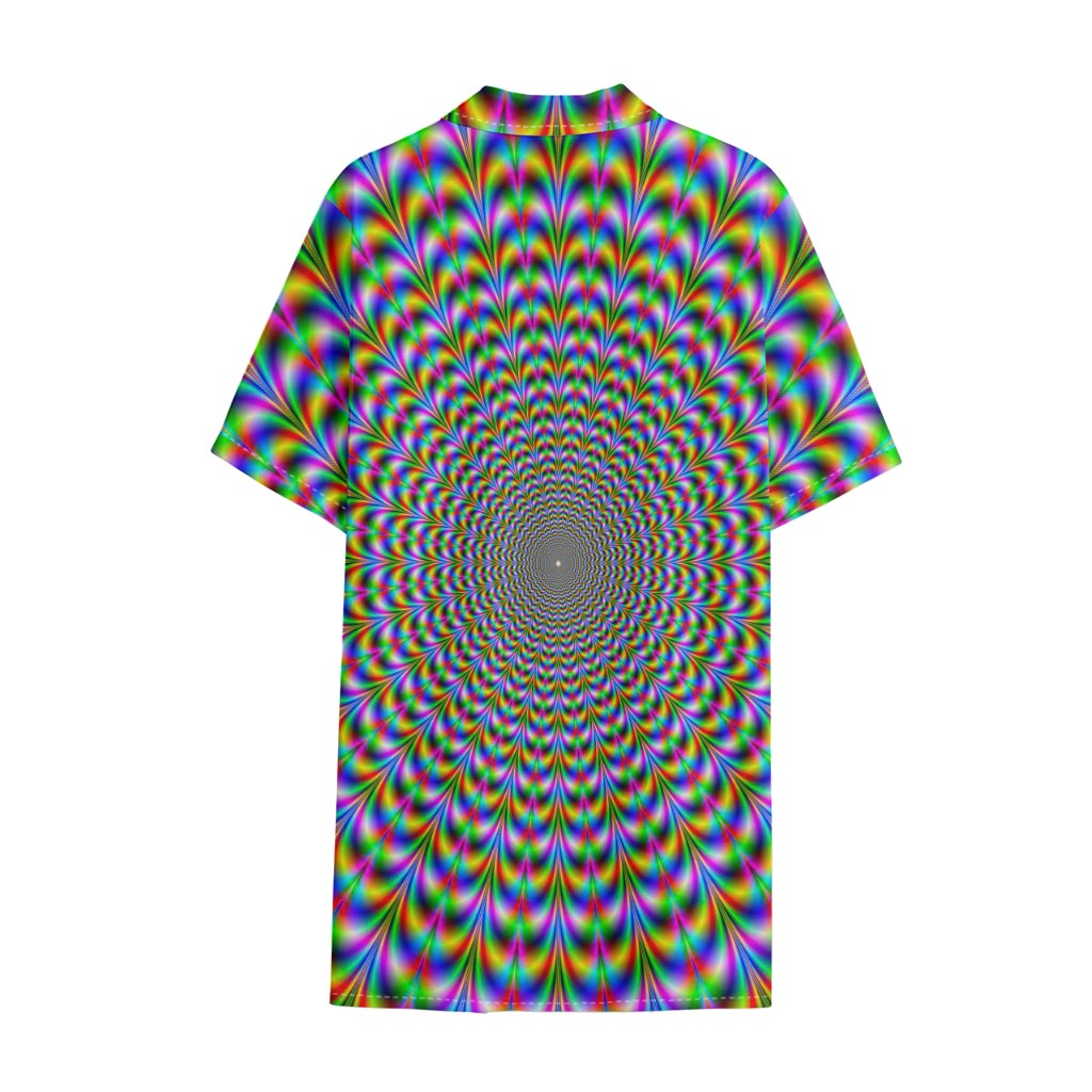 Psychedelic Web Optical Illusion Cotton Hawaiian Shirt