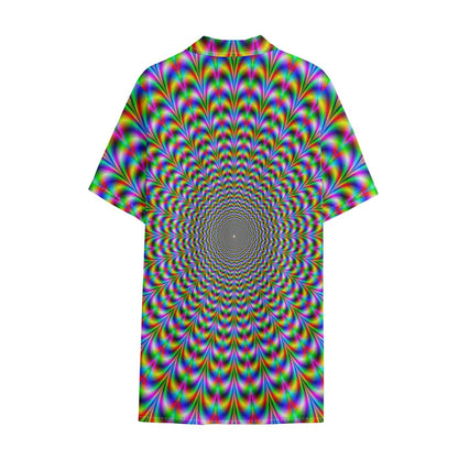 Psychedelic Web Optical Illusion Cotton Hawaiian Shirt