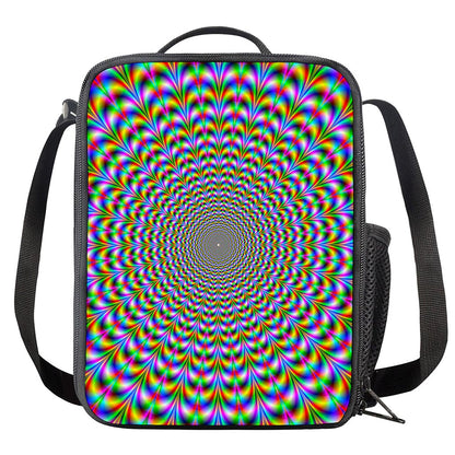 Psychedelic Web Optical Illusion Crossbody Lunch Bag