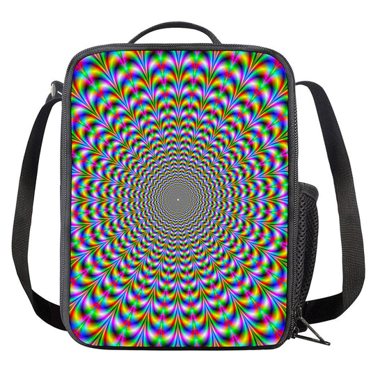 Psychedelic Web Optical Illusion Crossbody Lunch Bag