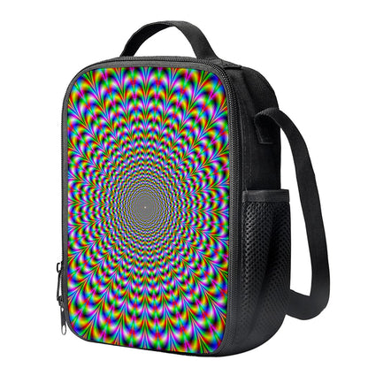 Psychedelic Web Optical Illusion Crossbody Lunch Bag
