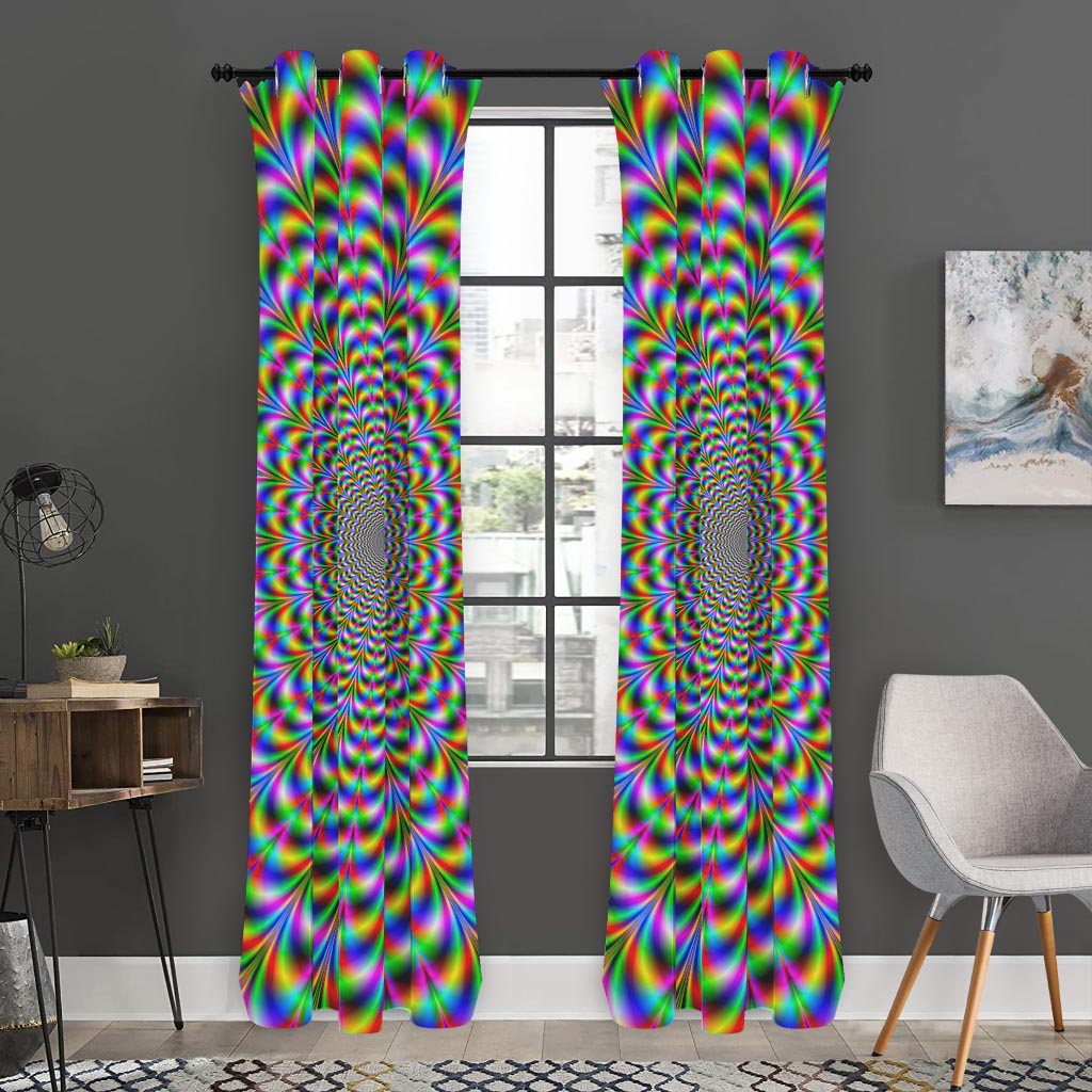 Psychedelic Web Optical Illusion Curtain