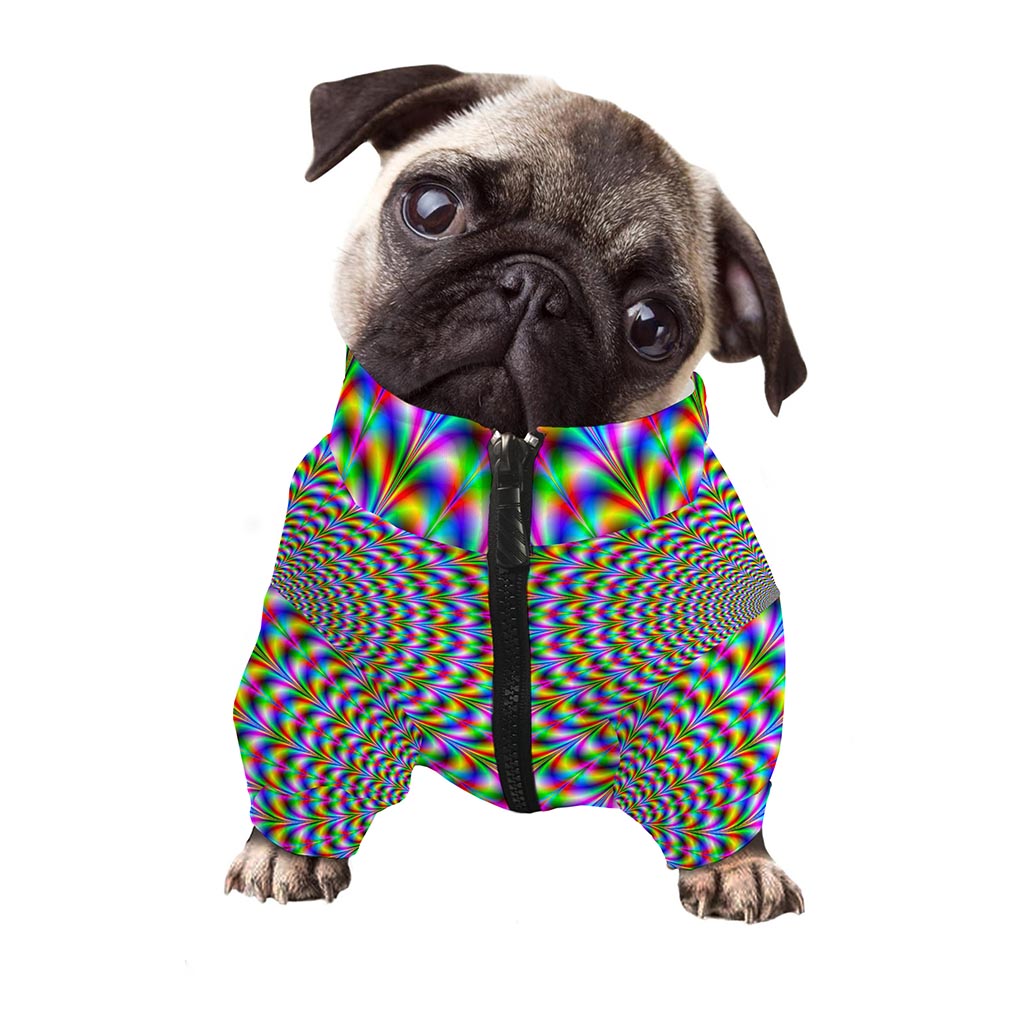 Psychedelic Web Optical Illusion Dog Zip Up Jacket
