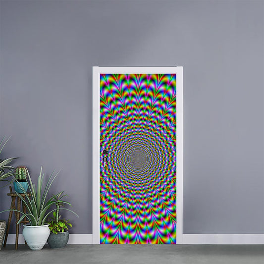 Psychedelic Web Optical Illusion Door Sticker