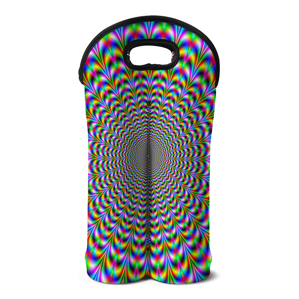 Psychedelic Web Optical Illusion Double Neoprene Wine Tote