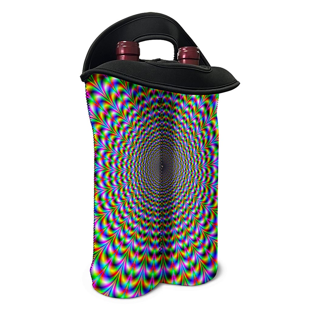Psychedelic Web Optical Illusion Double Neoprene Wine Tote