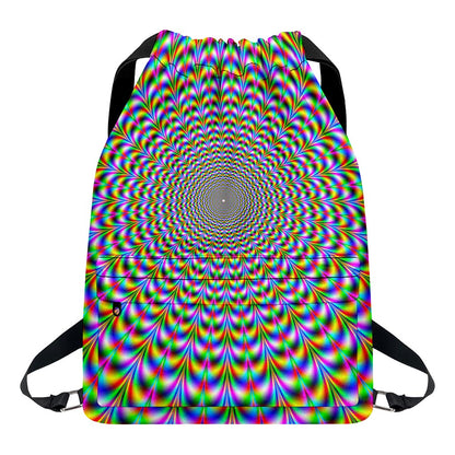 Psychedelic Web Optical Illusion Drawstring Backpack