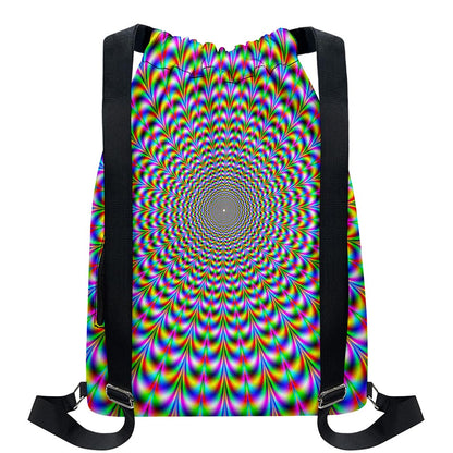 Psychedelic Web Optical Illusion Drawstring Backpack
