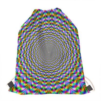 Psychedelic Web Optical Illusion Drawstring Bag
