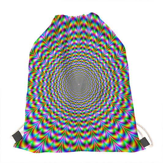 Psychedelic Web Optical Illusion Drawstring Bag
